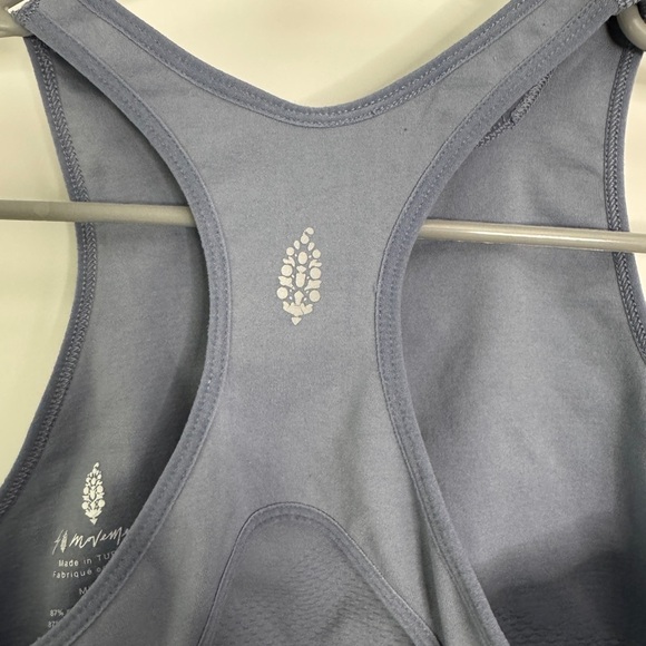Free People Movement M/L Cropped Tank High Neck Athleisure Top Slate Blue - Picture 4 of 4
